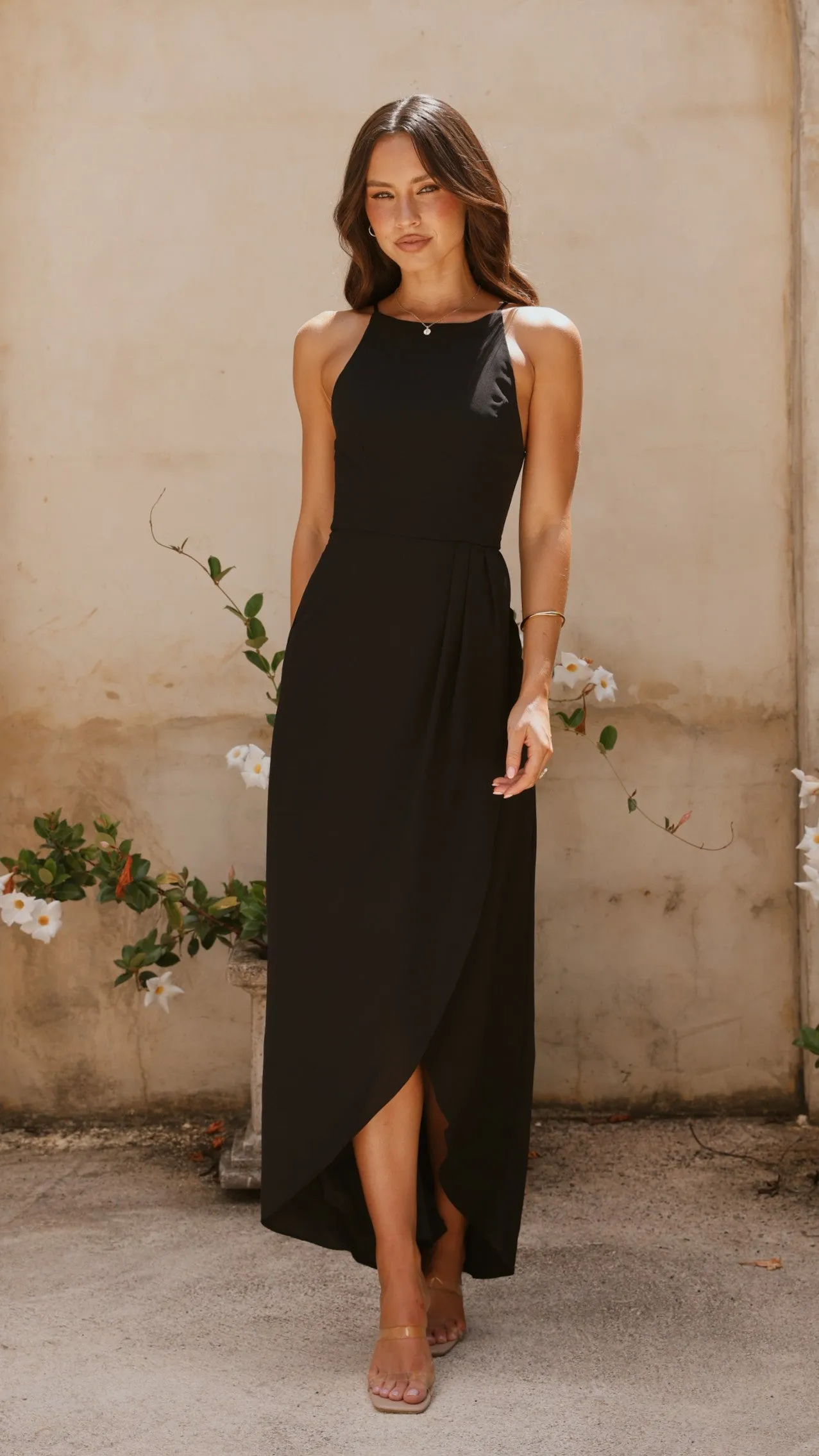 Genevieve Boat Neck Maxi Dress - Black Billy J