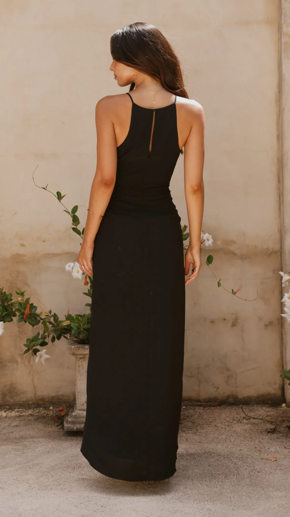 Genevieve Boat Neck Maxi Dress - Black Billy J