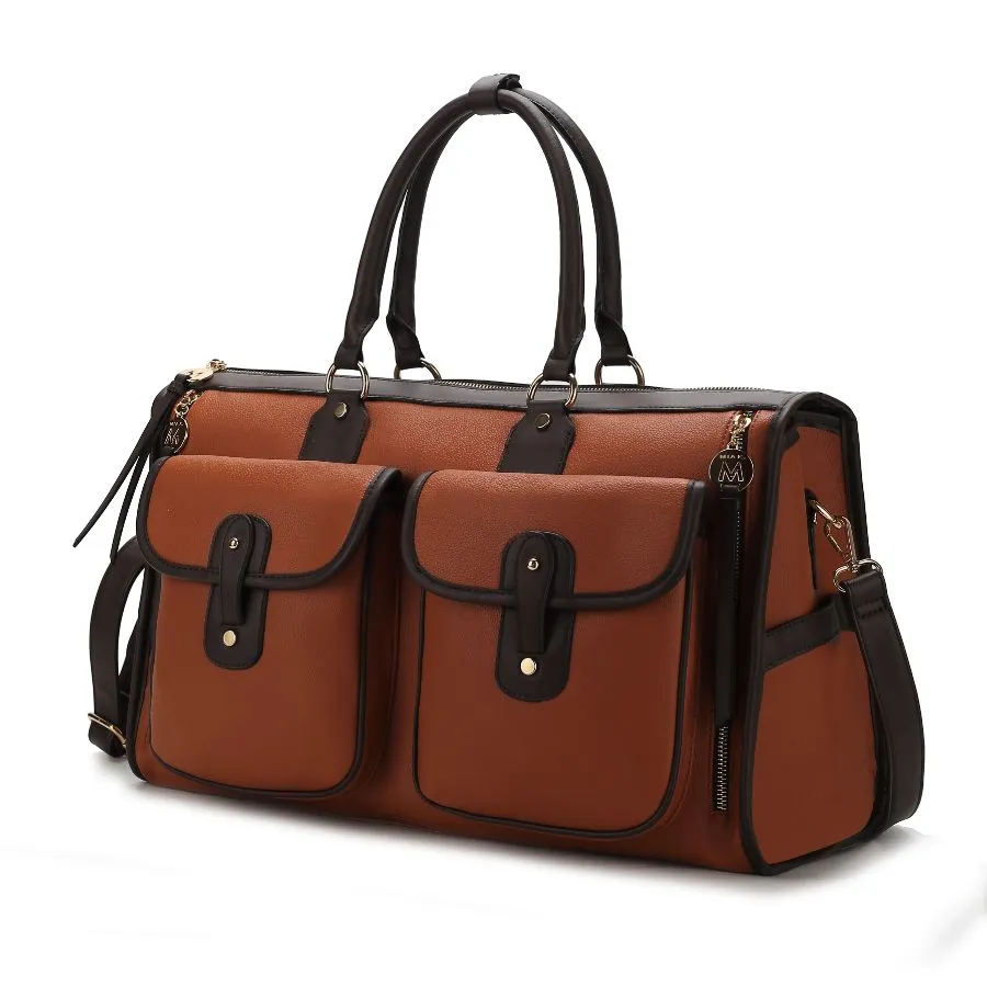 Genevieve Color Block Vegan Leather Womens Duffle Bag