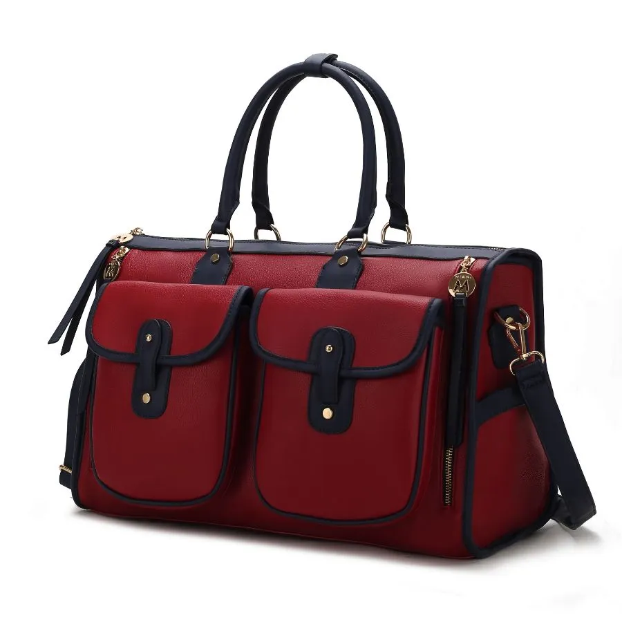 Genevieve Color Block Vegan Leather Womens Duffle Bag