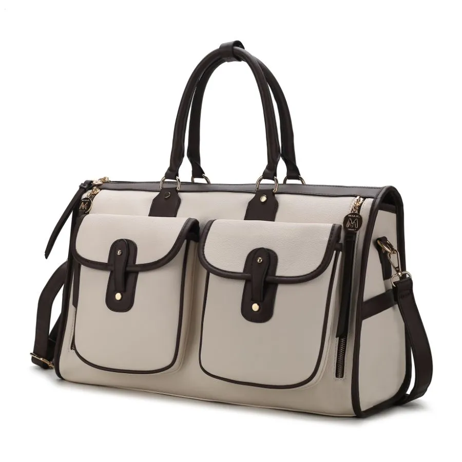 Genevieve Color Block Vegan Leather Womens Duffle Bag