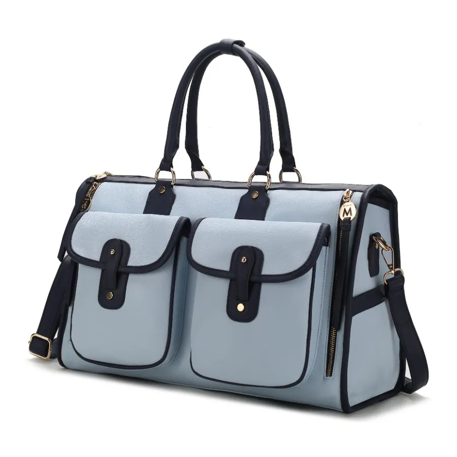 Genevieve Color Block Vegan Leather Womens Duffle Bag