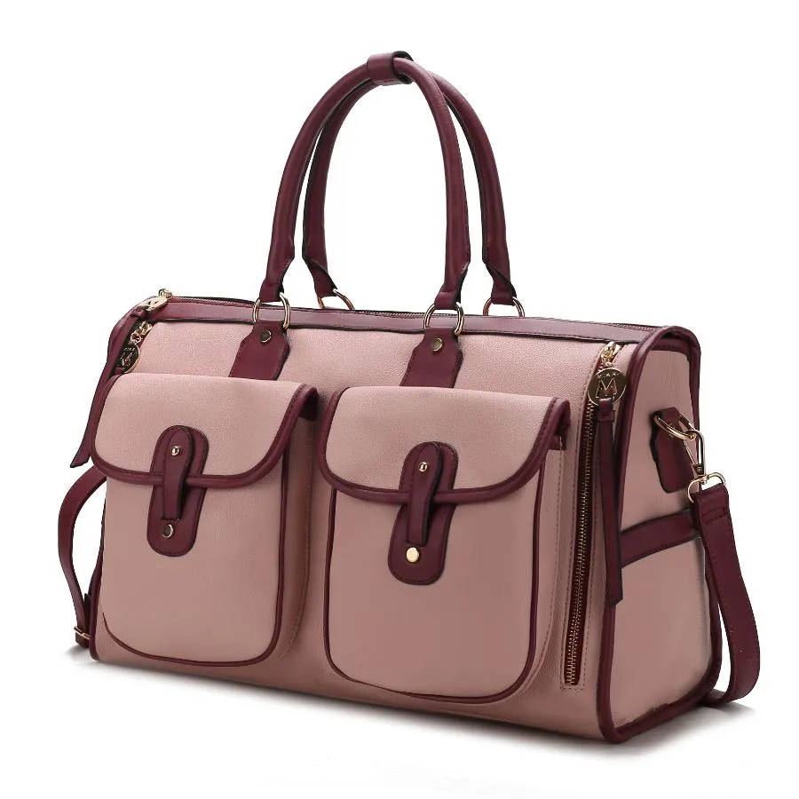 Genevieve Color Block Vegan Leather Womens Duffle Bag