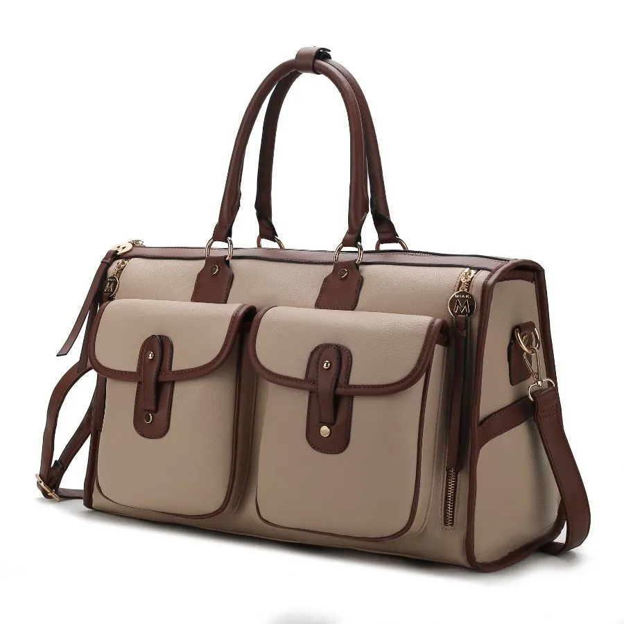 Genevieve Color Block Vegan Leather Womens Duffle Bag