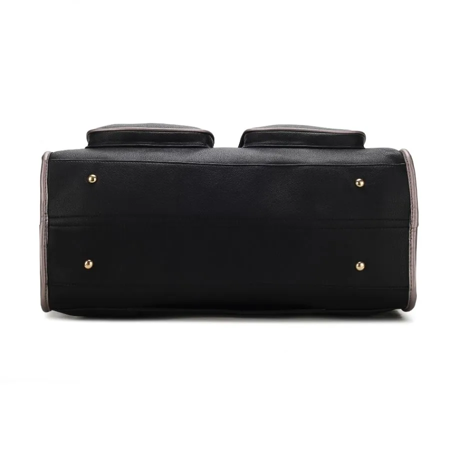 Genevieve Color Block Vegan Leather Womens Duffle Bag