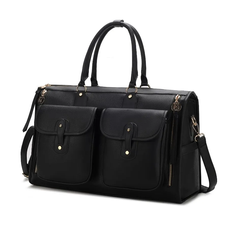 Genevieve Color Block Vegan Leather Womens Duffle Bag