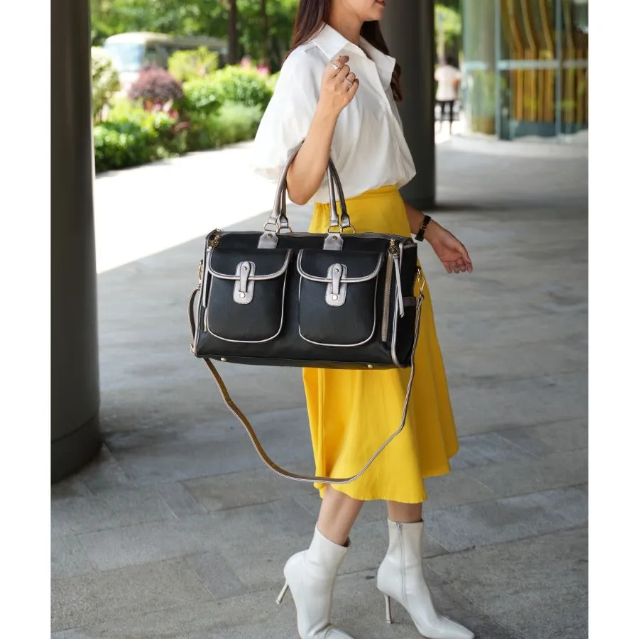 Genevieve Color Block Vegan Leather Womens Duffle Bag