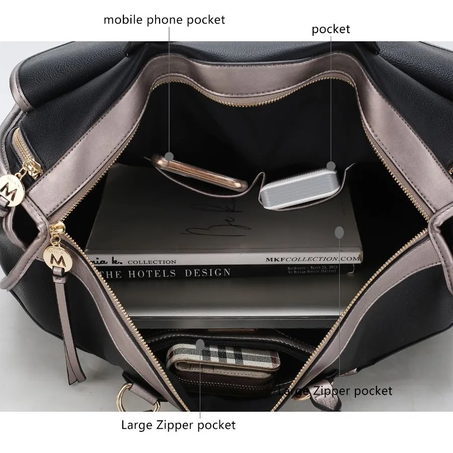Genevieve Color Block Vegan Leather Womens Duffle Bag