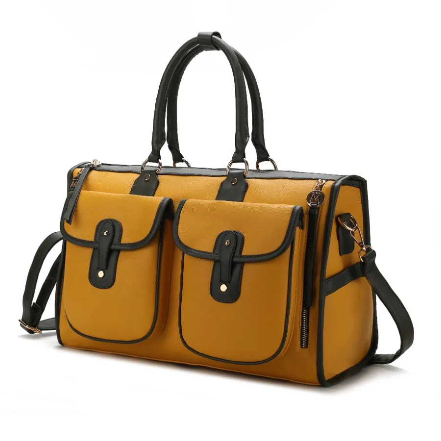Genevieve Color Block Vegan Leather Womens Duffle Bag