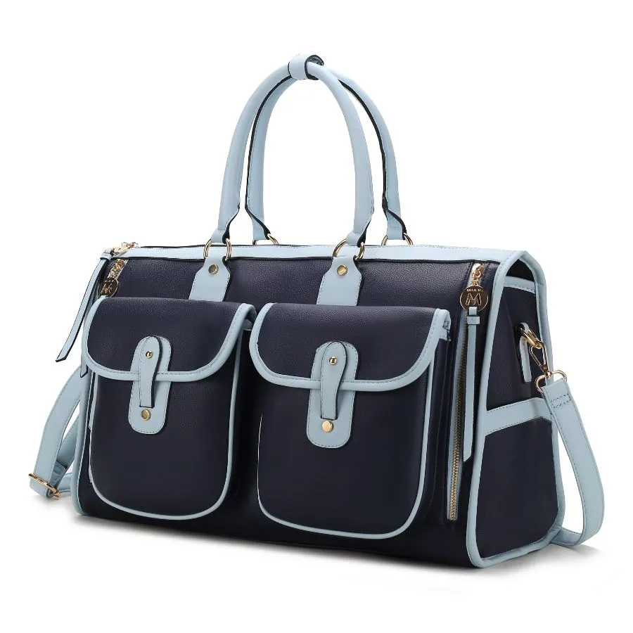 Genevieve Color Block Vegan Leather Womens Duffle Bag