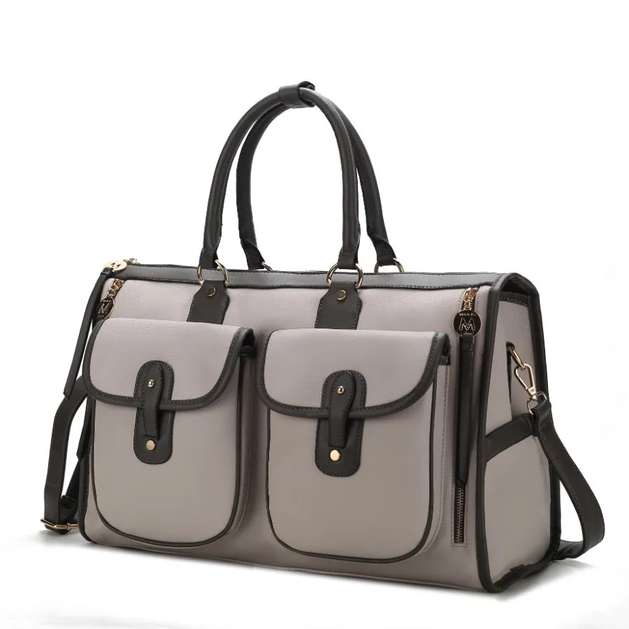 Genevieve Color Block Vegan Leather Womens Duffle Bag