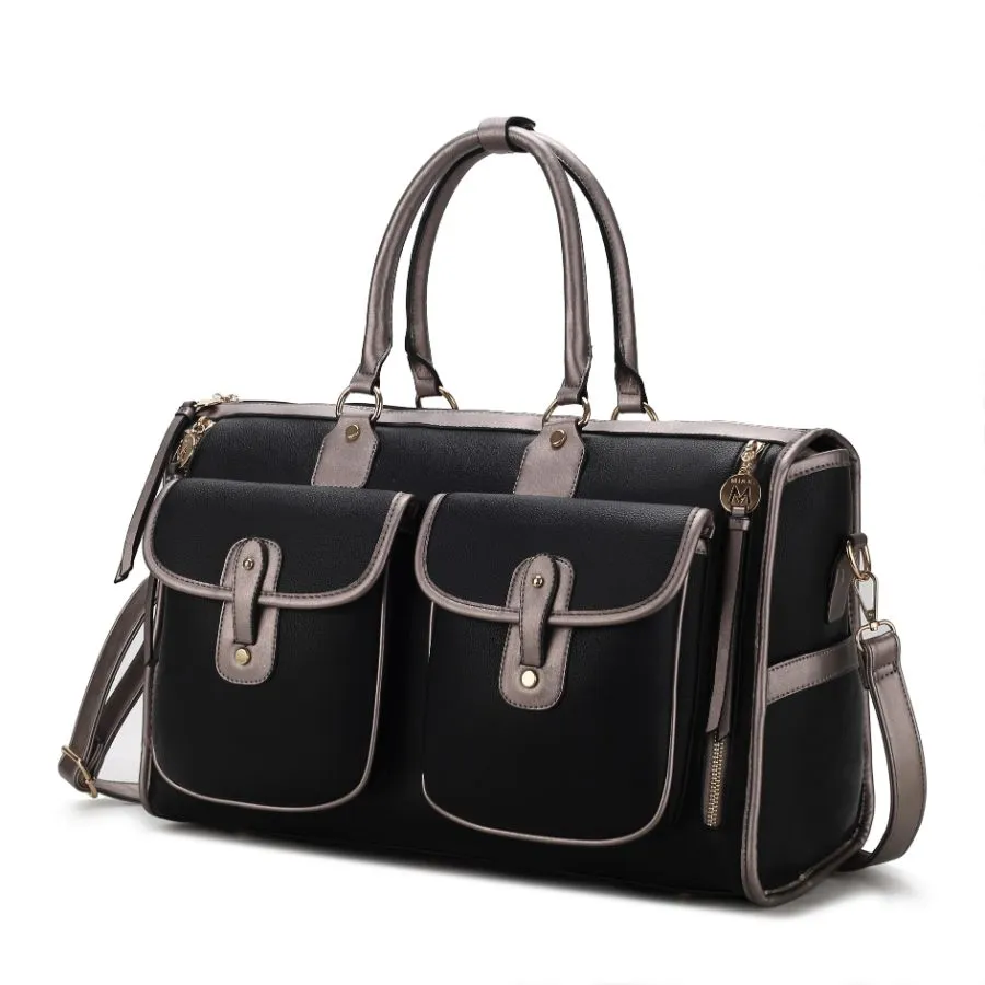 Genevieve Color Block Vegan Leather Womens Duffle Bag