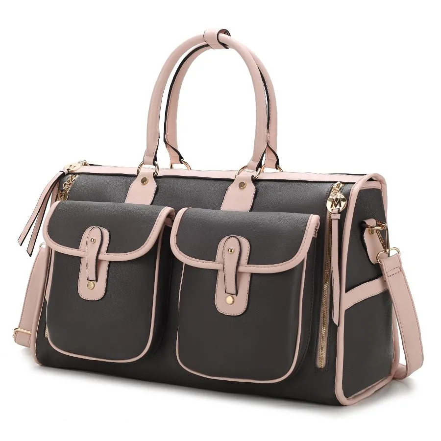 Genevieve Color Block Vegan Leather Womens Duffle Bag