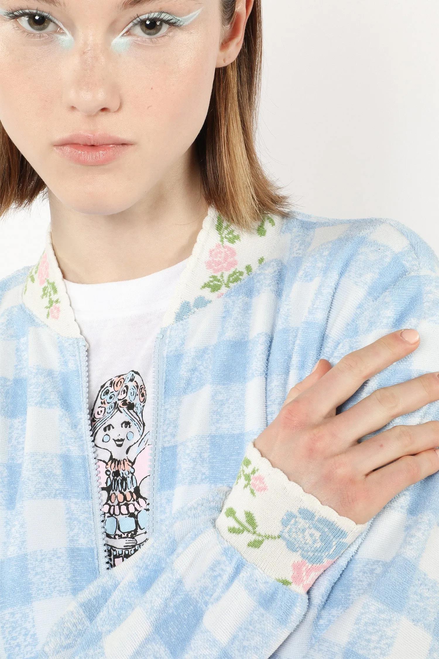 Gingham Terry Baseball Jacket Annasui