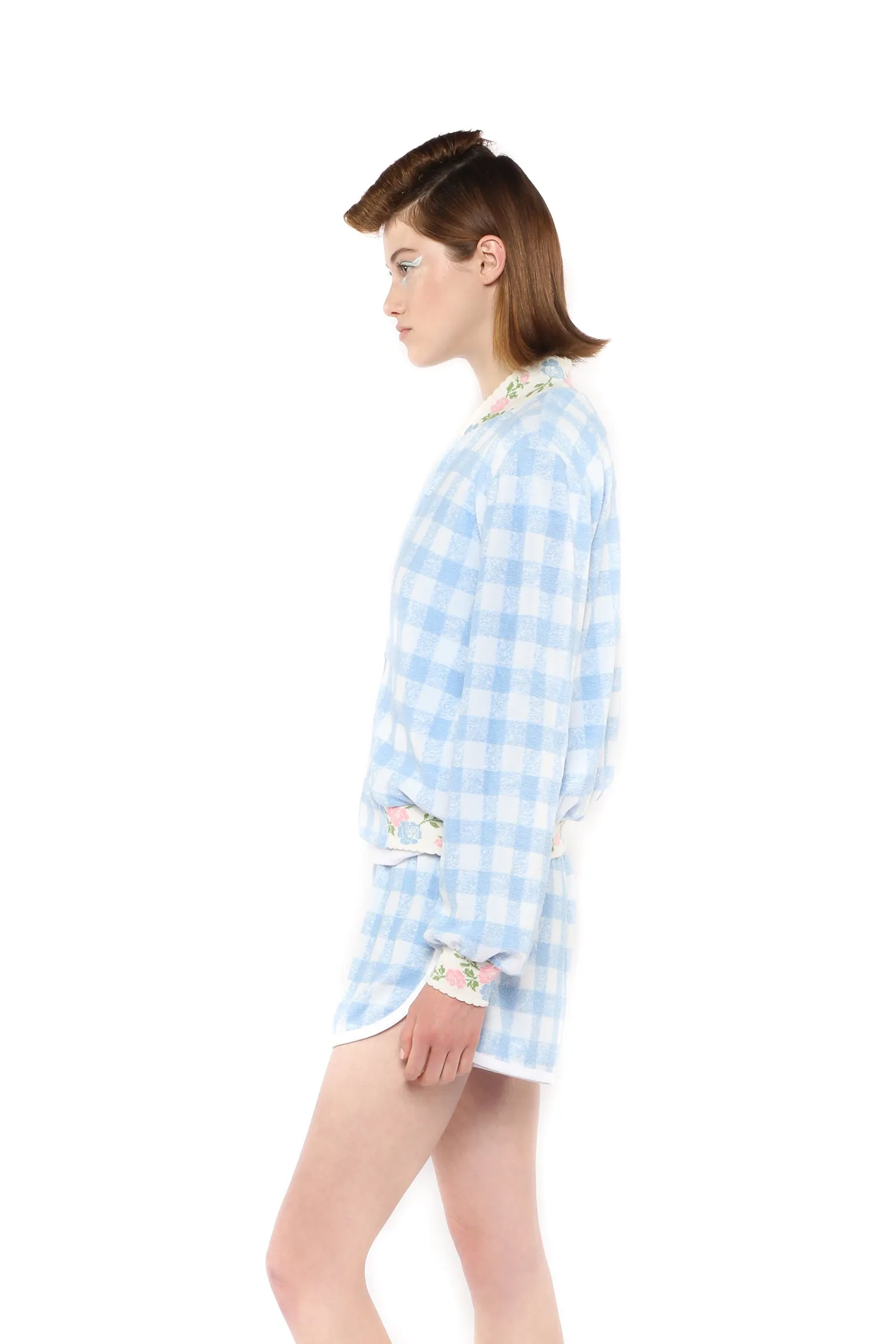 Gingham Terry Baseball Jacket Annasui
