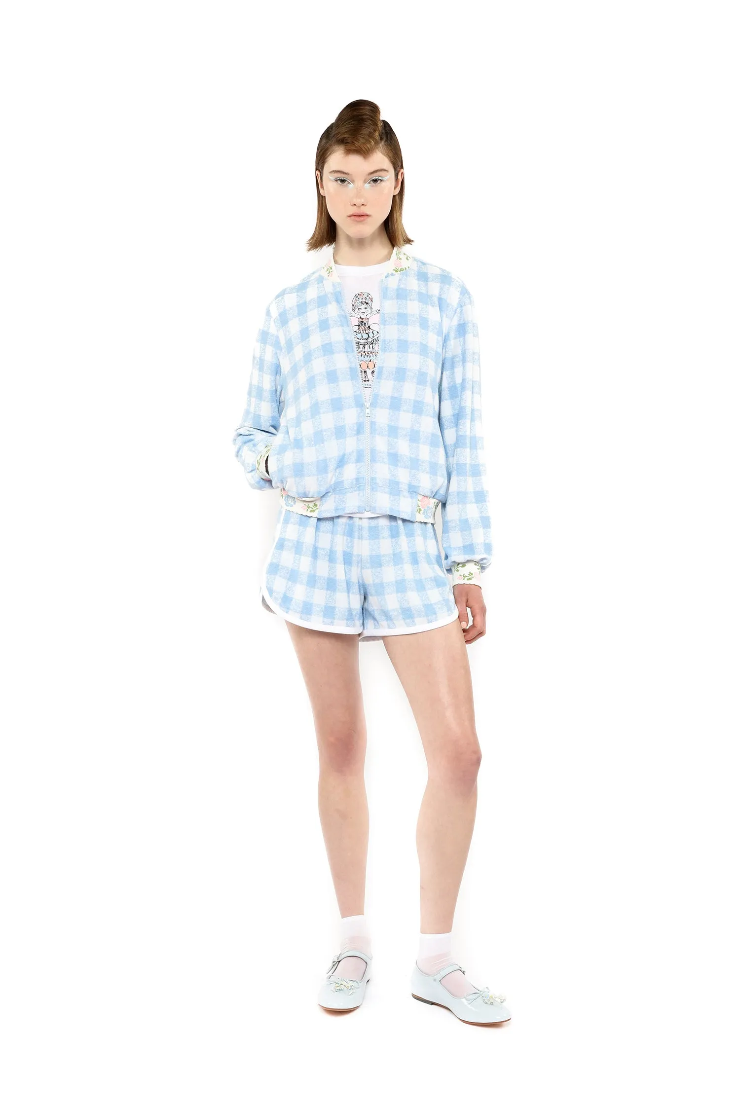 Gingham Terry Baseball Jacket Annasui