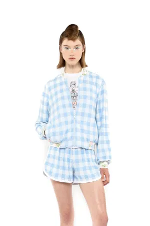Gingham Terry Baseball Jacket Annasui