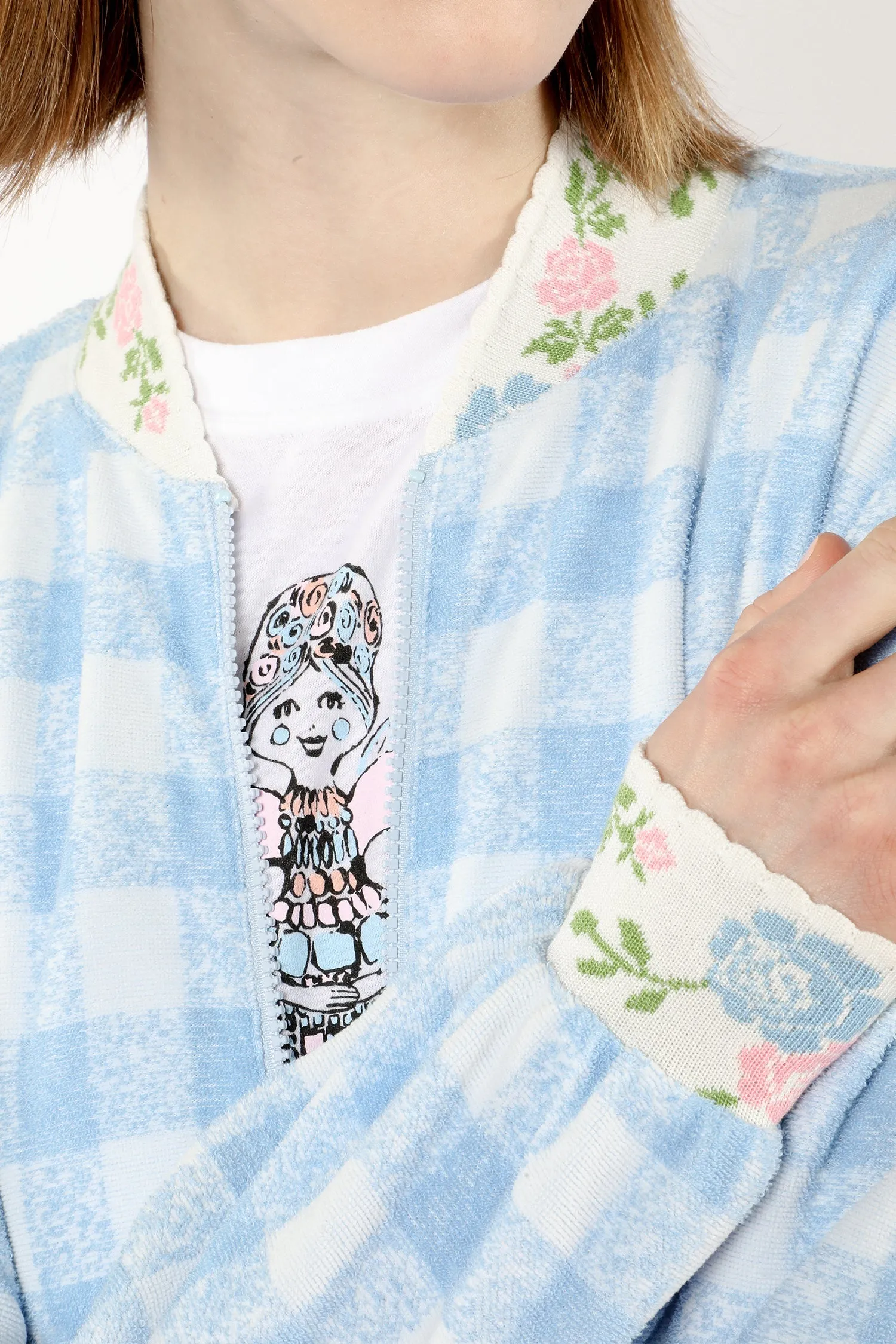 Gingham Terry Baseball Jacket Annasui