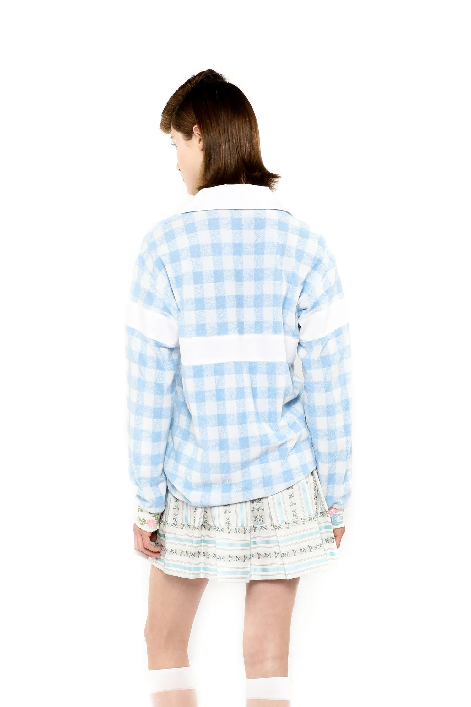 Gingham Terry Long Sleeve Top Annasui