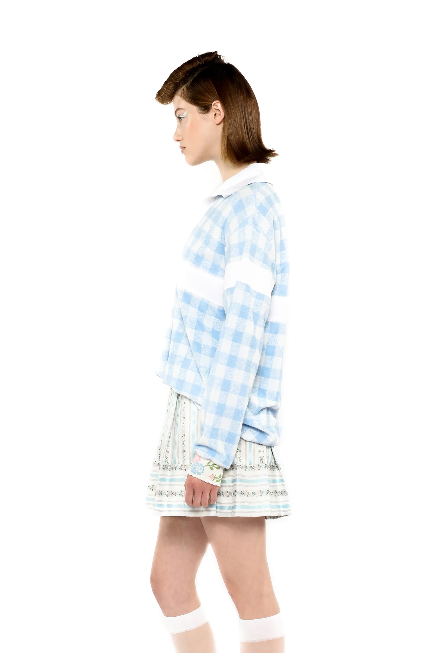 Gingham Terry Long Sleeve Top Annasui
