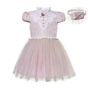 Girls Davy Lace Dress In Pink