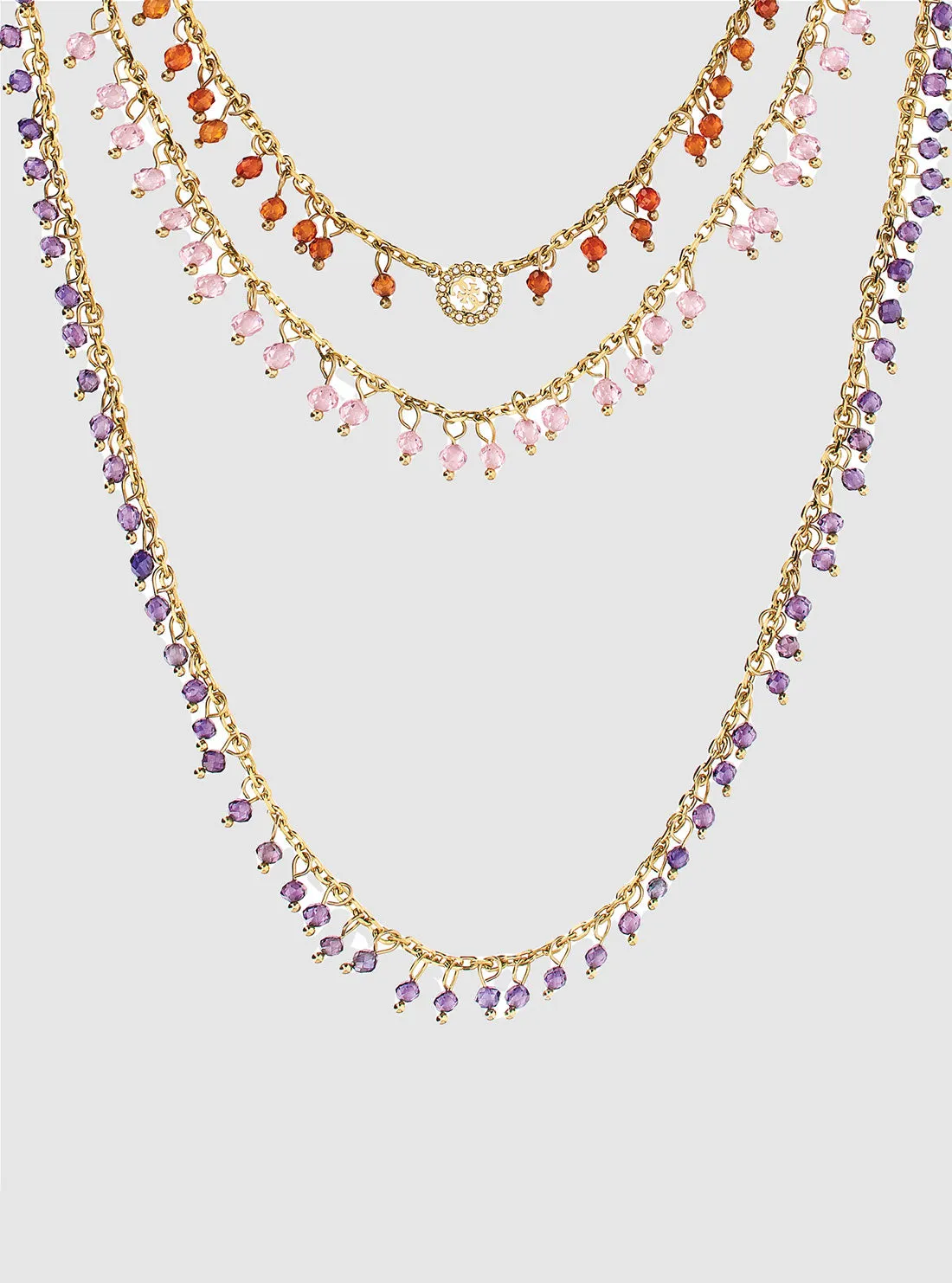 Gold Amethyst Layered Necklace Guess