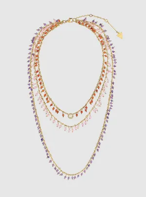 Gold Amethyst Layered Necklace Guess