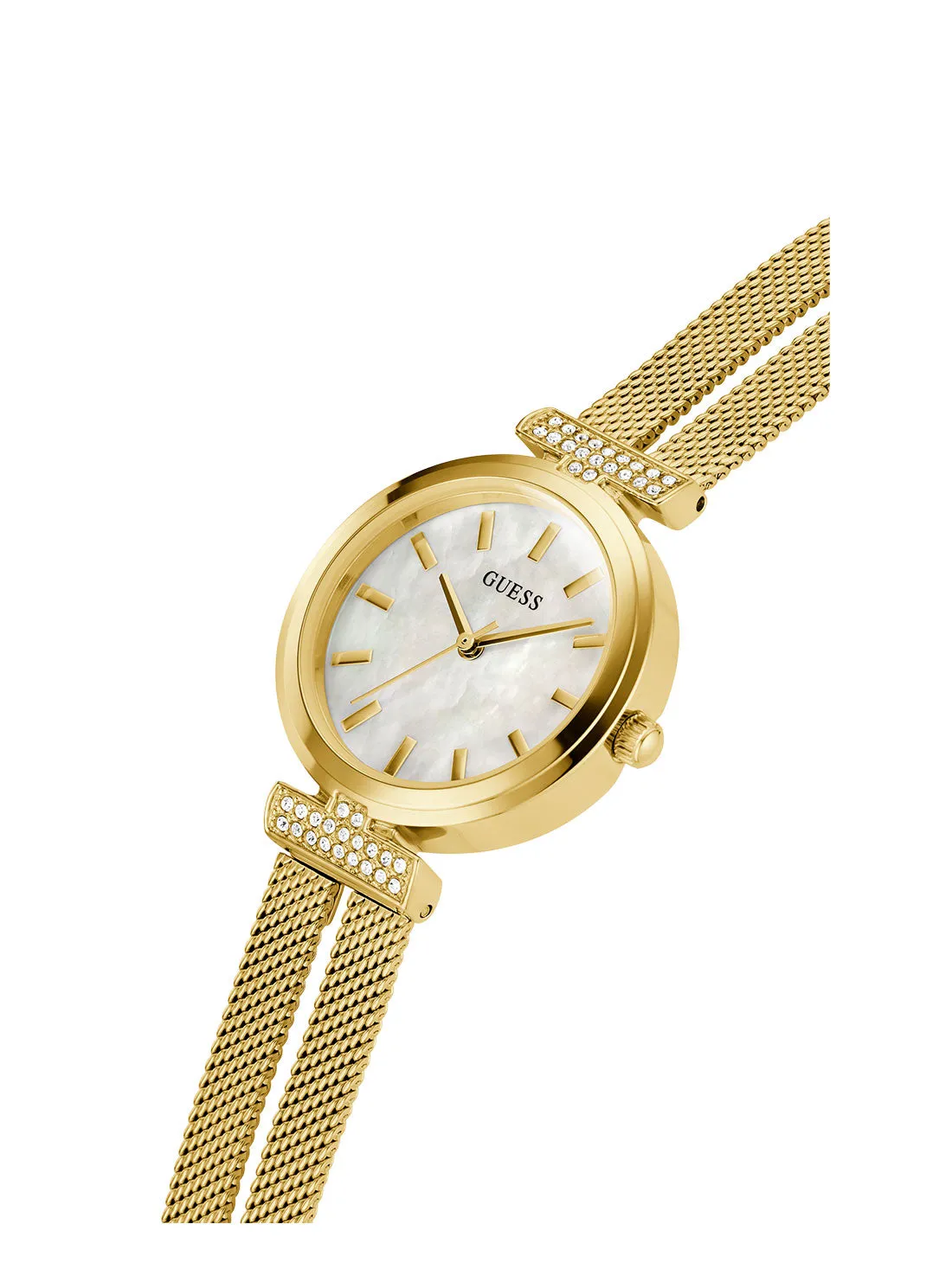 Gold Array Crystal Mesh Watch Guess