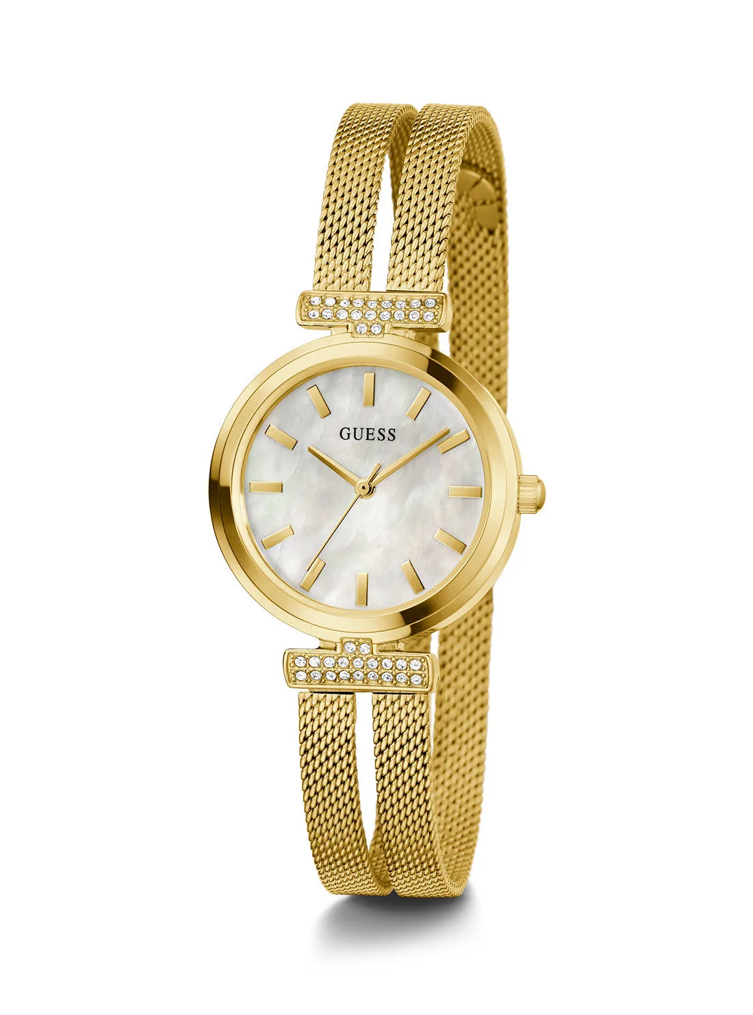 Gold Array Crystal Mesh Watch Guess