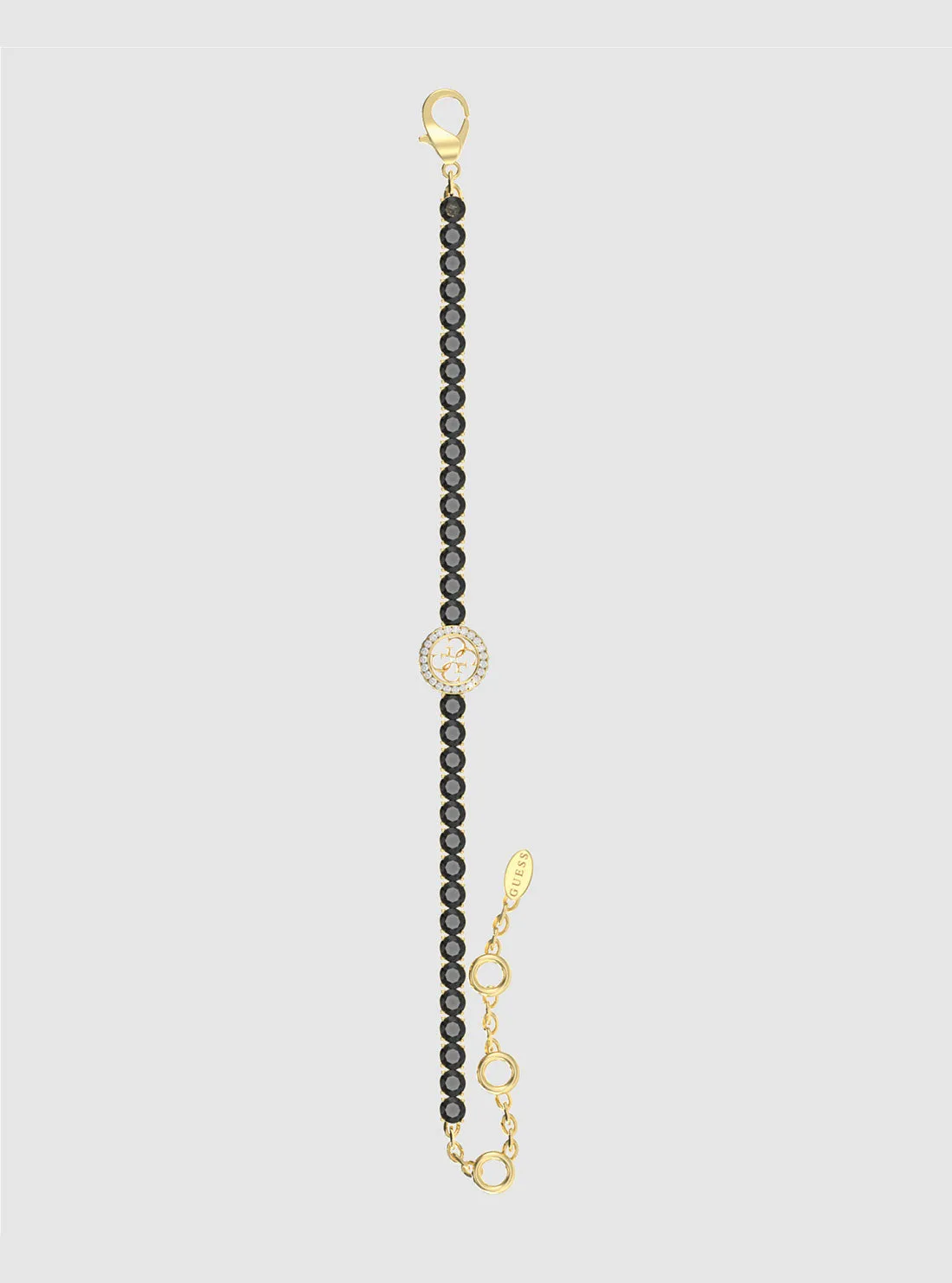 Gold Black Logo Tennis Bracelet Guess
