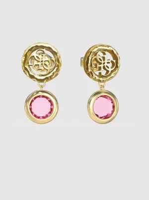 Gold Crystal 4G Pendant Earrings Guess