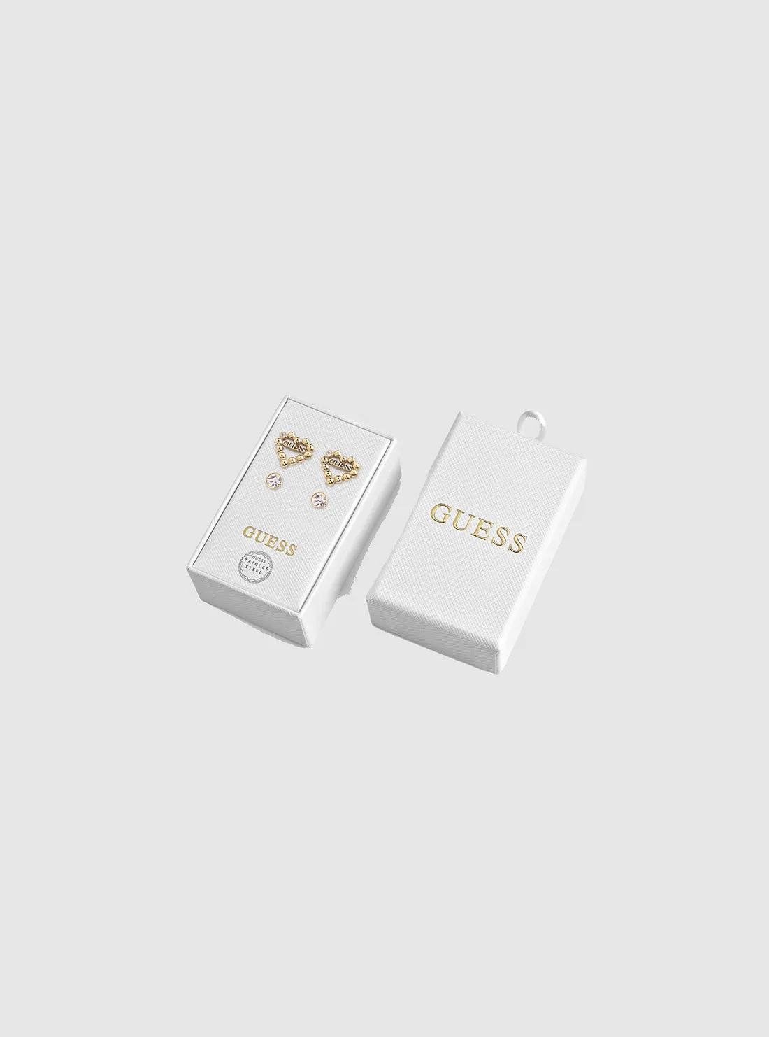 Gold Heart Shape Crystal Huggies Guess