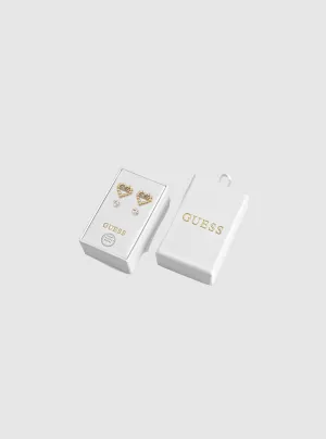 Gold Heart Shape Crystal Huggies Guess
