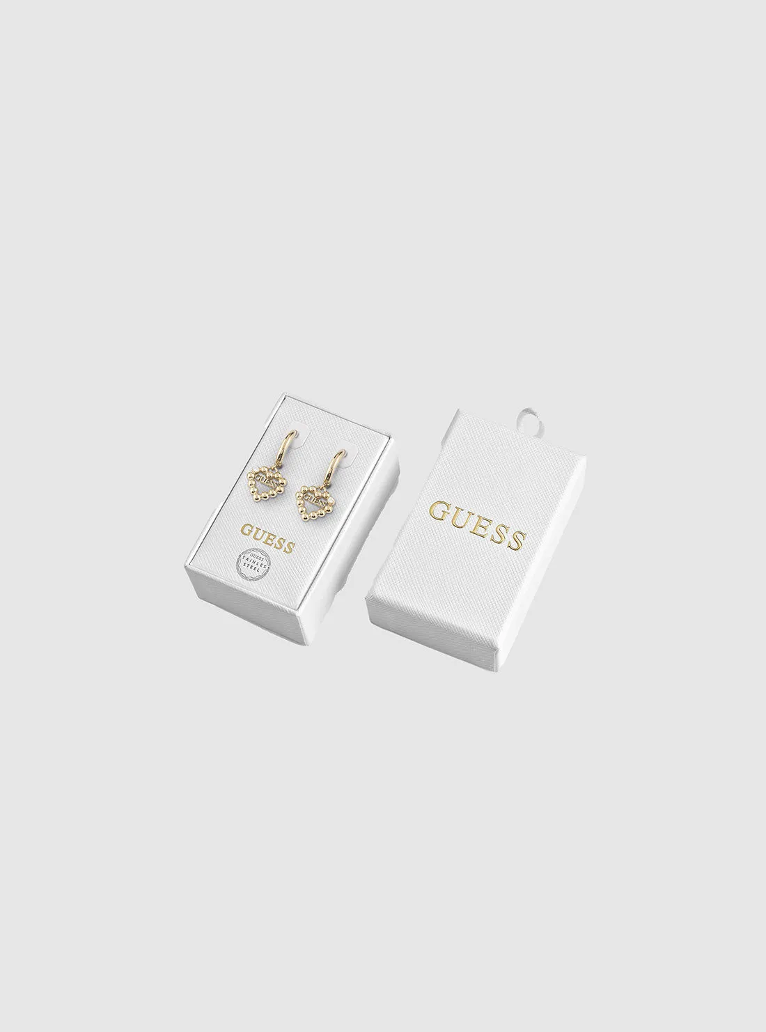 Gold Heart Shape Logo Earrings Guess