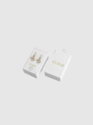 Gold Heart Shape Logo Earrings Guess