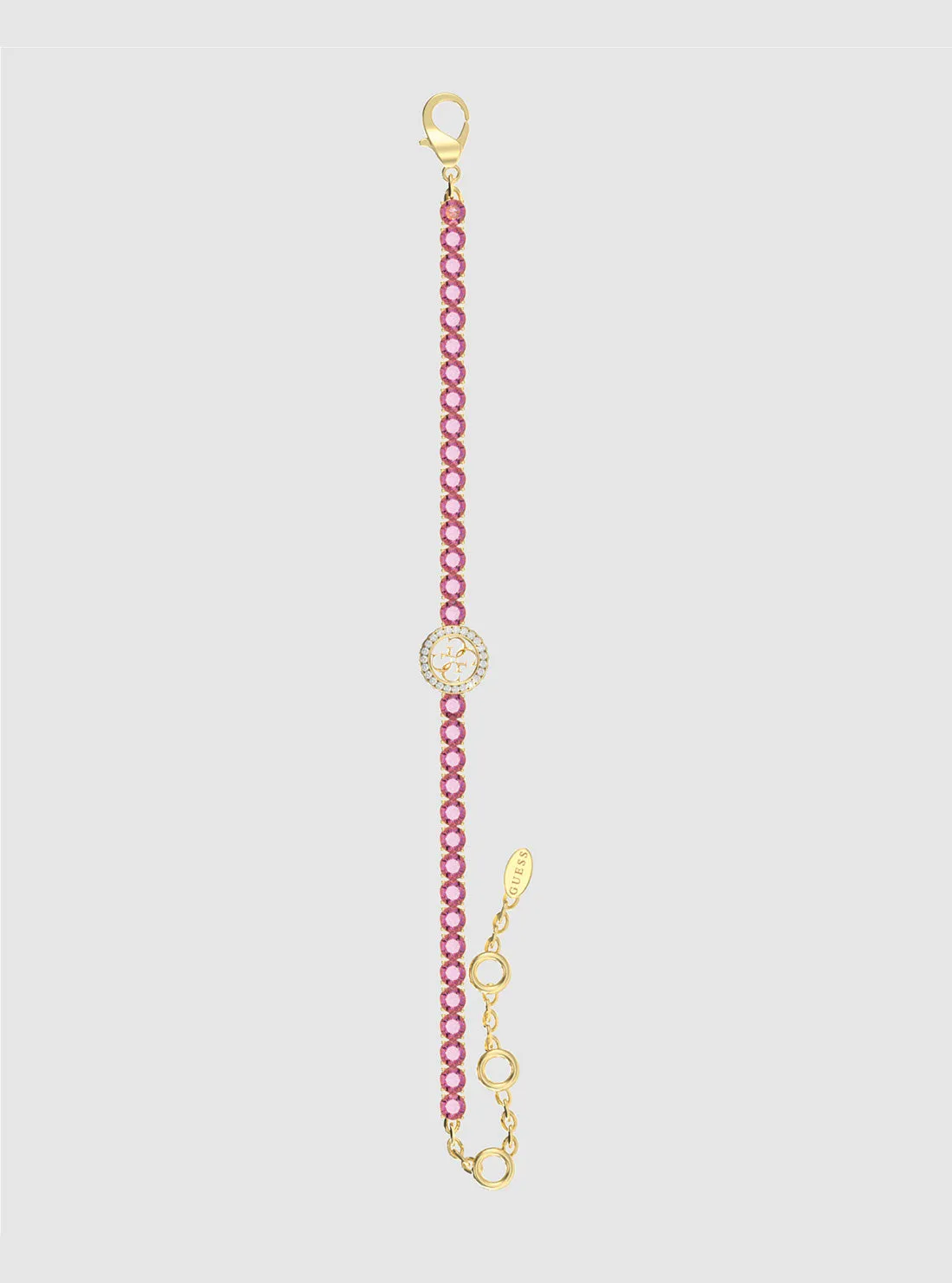 Gold Pink Logo Tennis Bracelet Guess