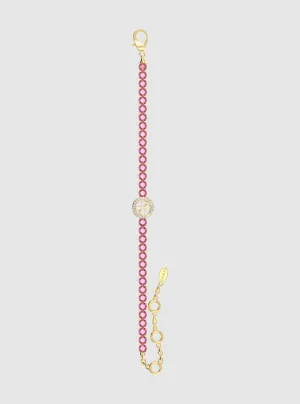 Gold Pink Logo Tennis Bracelet Guess