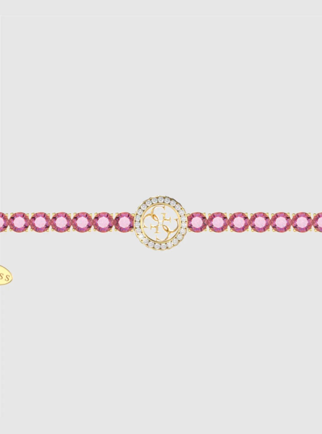 Gold Pink Logo Tennis Bracelet Guess