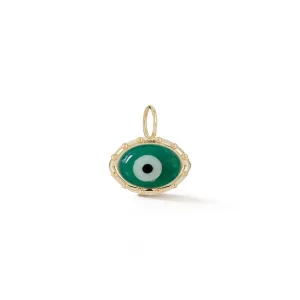 Green Agate and Onyx Evil Eye Charm