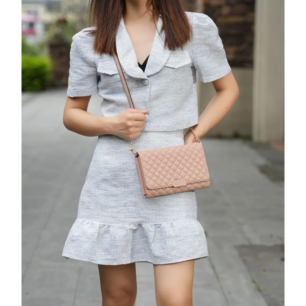 Gretchen Quilted Vegan Leather Womens Envelope Clutch Crossbody