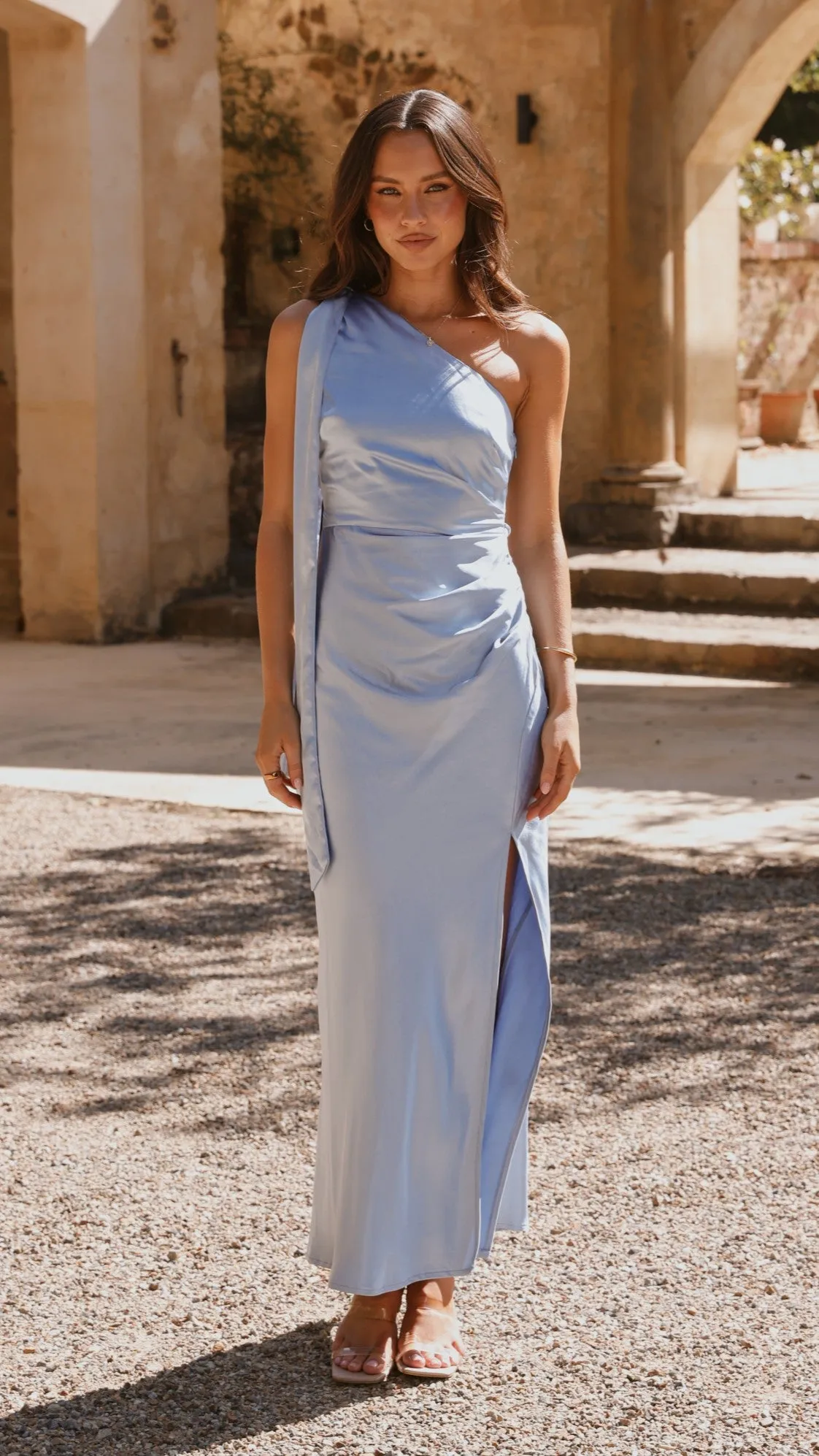 Halle One Shoulder Maxi Dress - Blue Billy J
