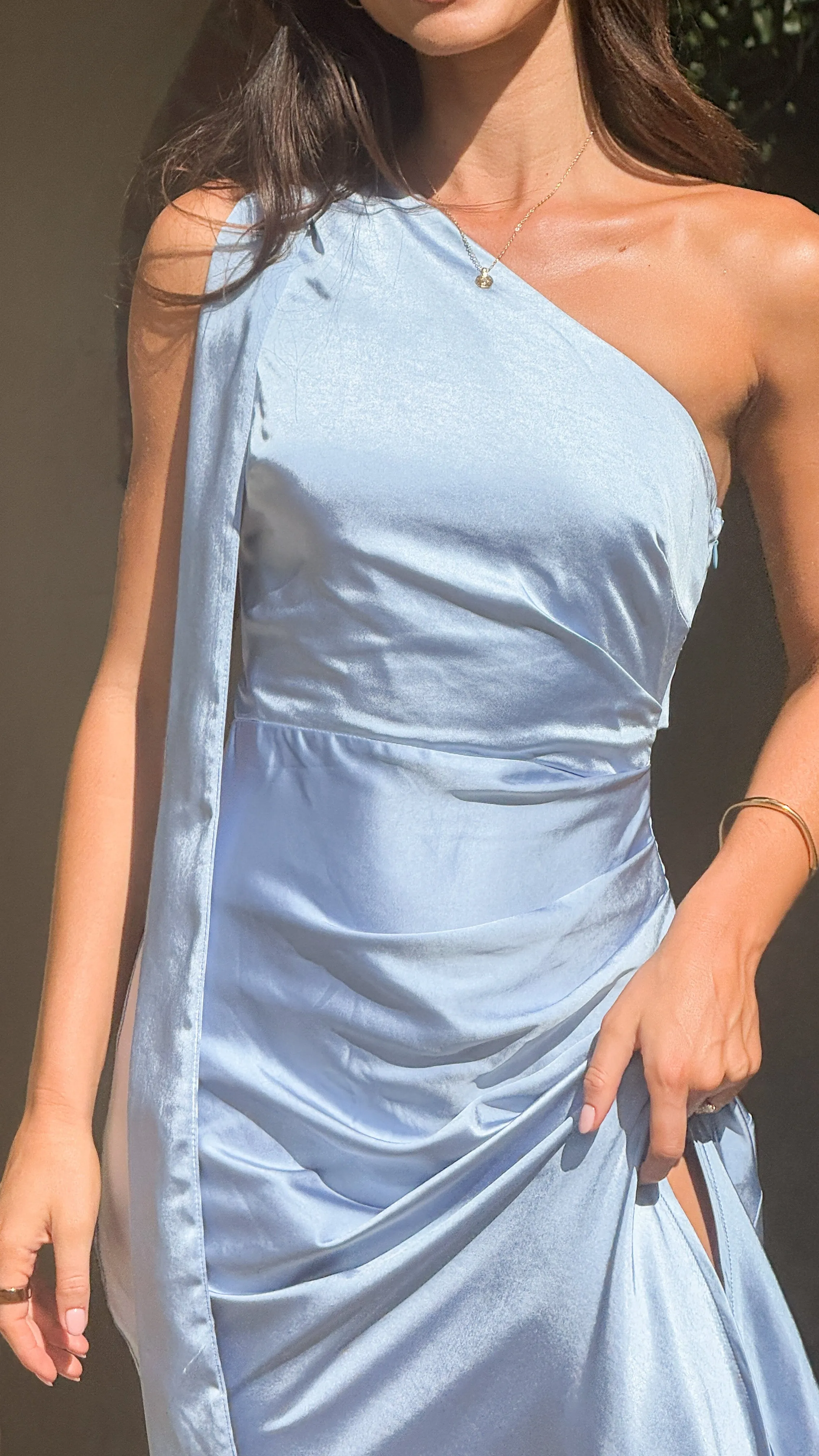 Halle One Shoulder Maxi Dress - Blue Billy J