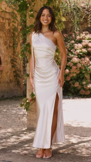 Halle One Shoulder Maxi Dress - Champagne Billy J