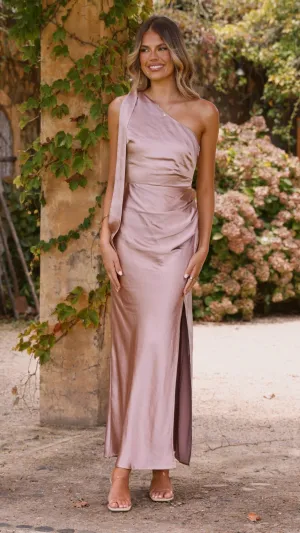 Halle One Shoulder Maxi Dress - Dusty Pink Billy J
