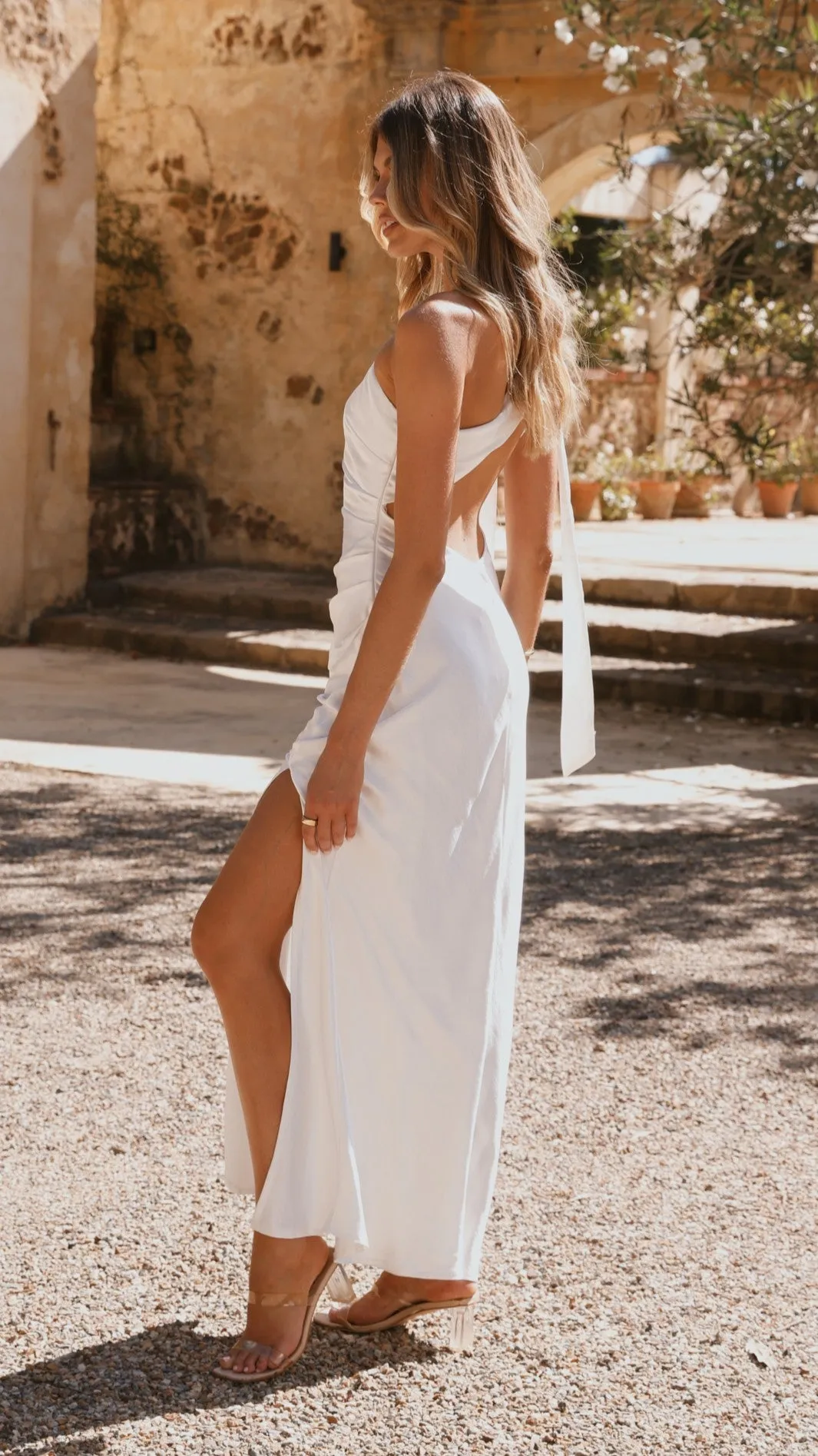 Halle One Shoulder Maxi Dress - Ivory Billy J