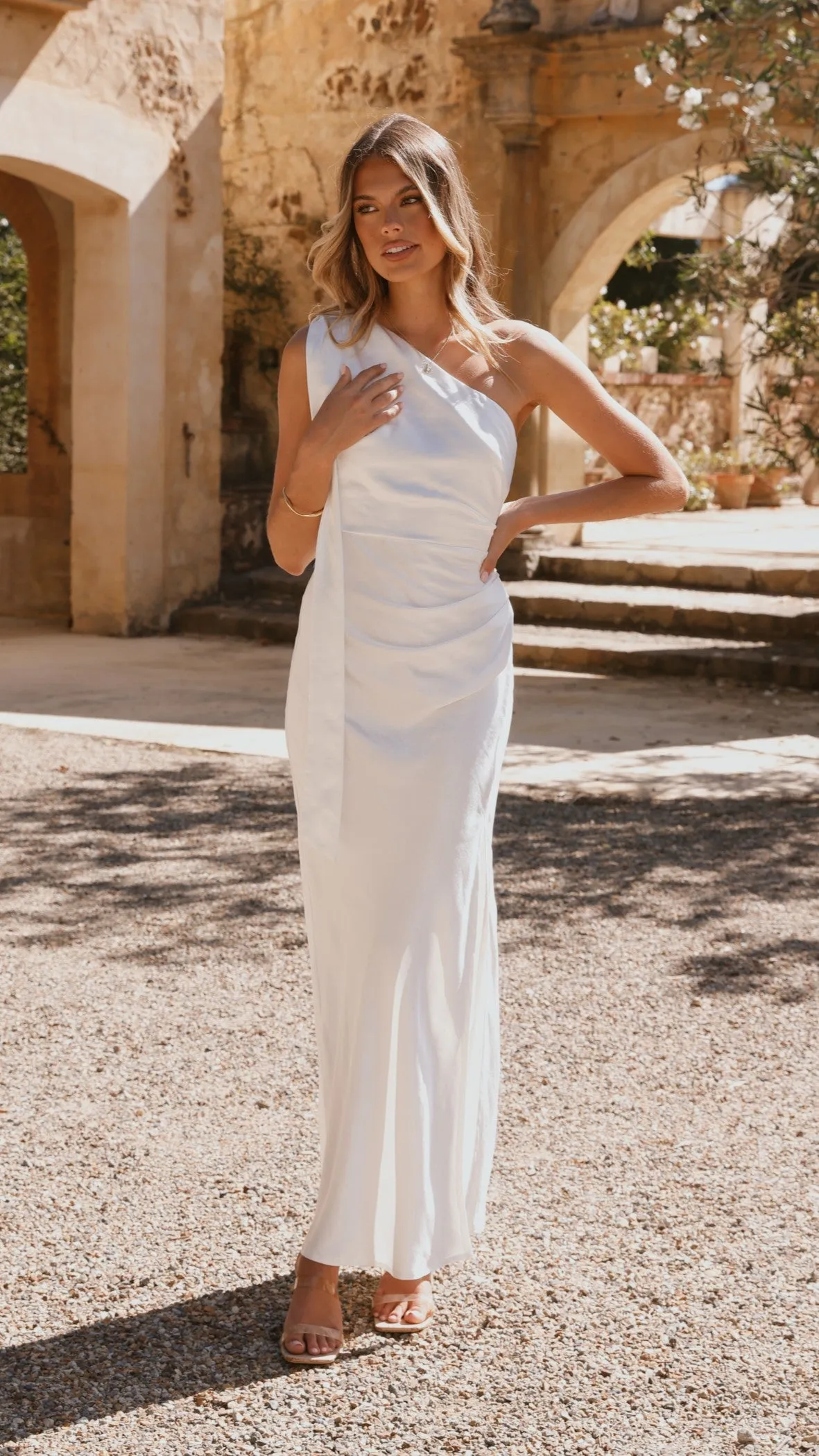 Halle One Shoulder Maxi Dress - Ivory Billy J