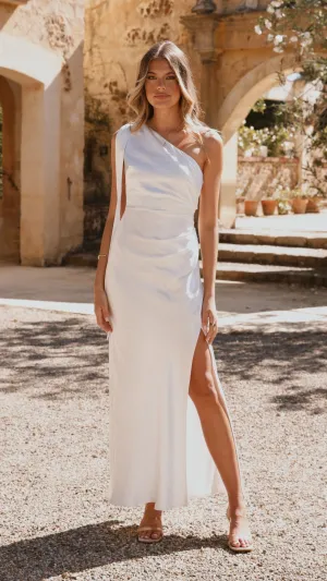 Halle One Shoulder Maxi Dress - Ivory Billy J