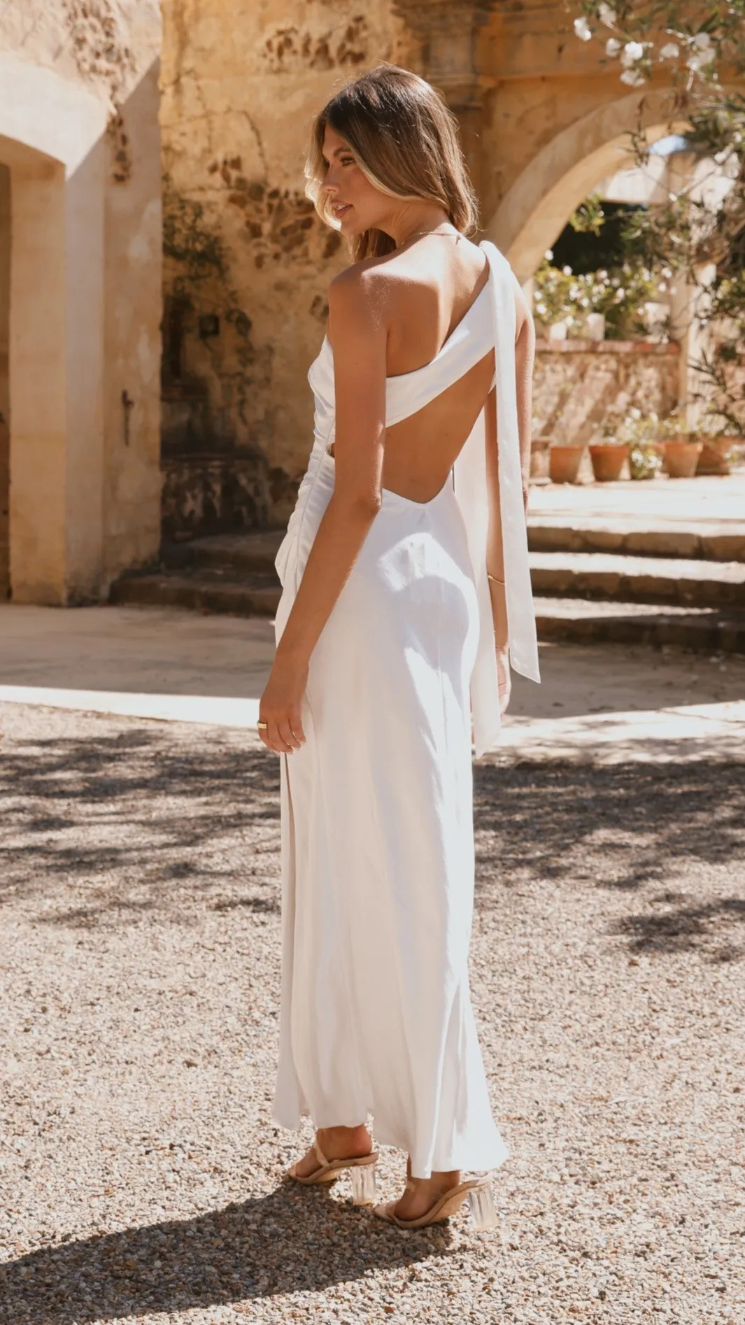 Halle One Shoulder Maxi Dress - Ivory Billy J