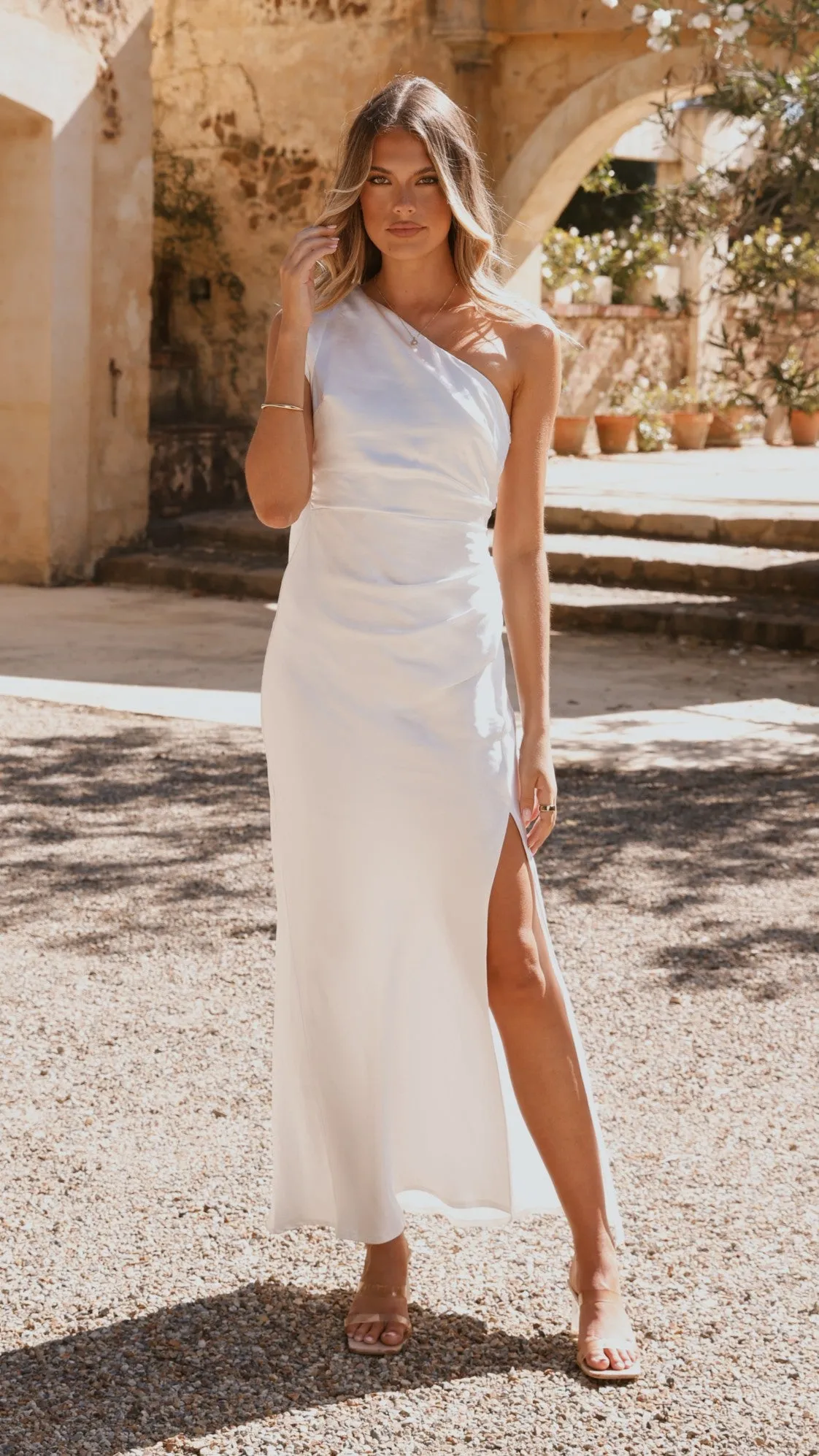 Halle One Shoulder Maxi Dress - Ivory Billy J