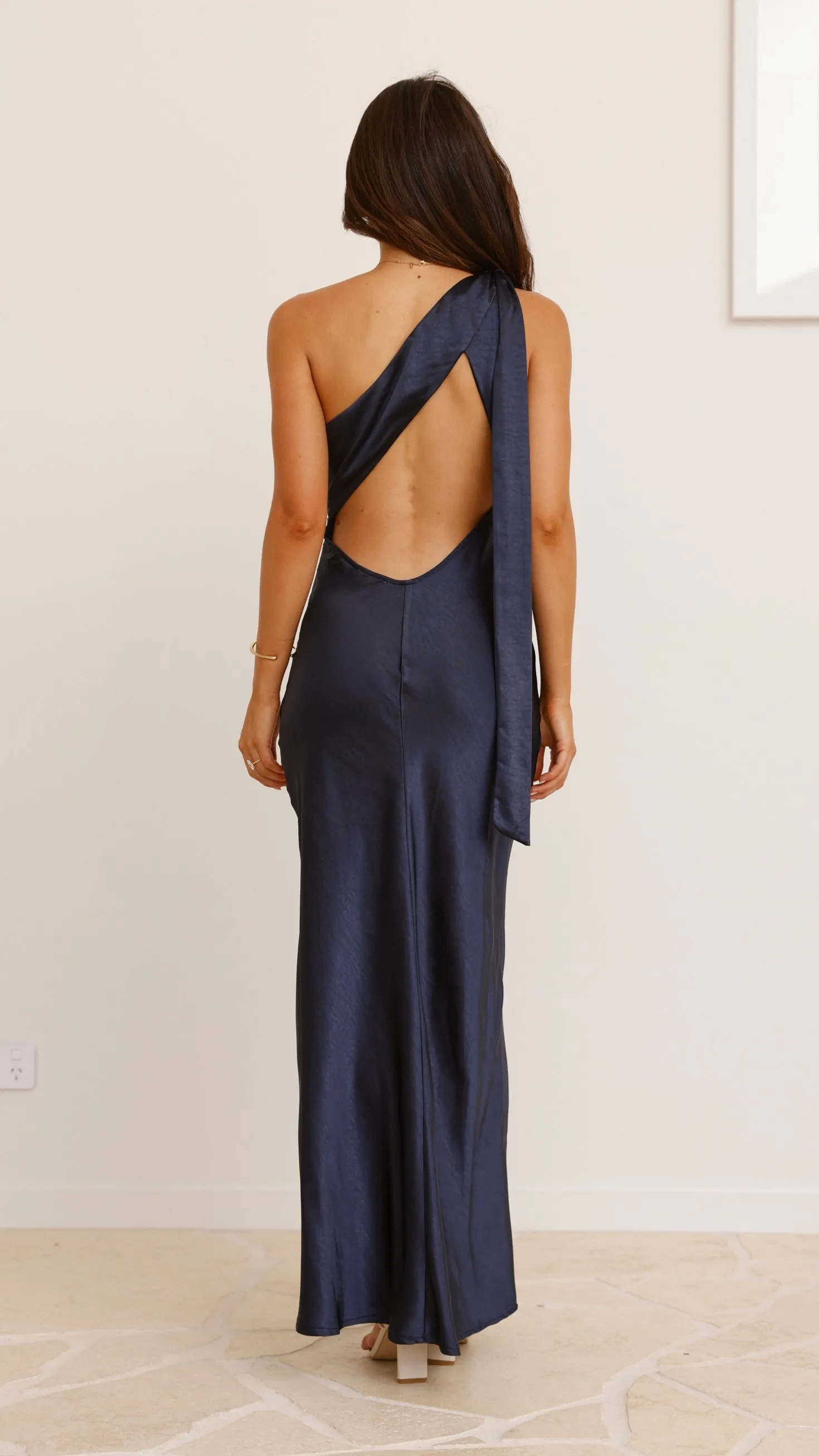 Halle One Shoulder Maxi Dress - Navy Billy J